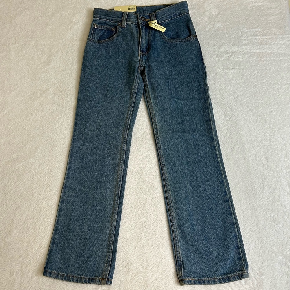Faded Glory Kids Boys Jeans Size 8 Blue Relaxed Straight Adjustable Waist